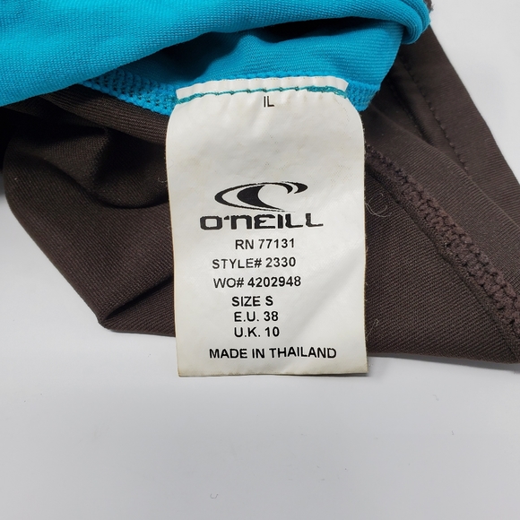 O'NEILL BROWN AND TEAL SHORT SLEEVE RASH GUARD SIZE SMALL - Picture 9 of 12